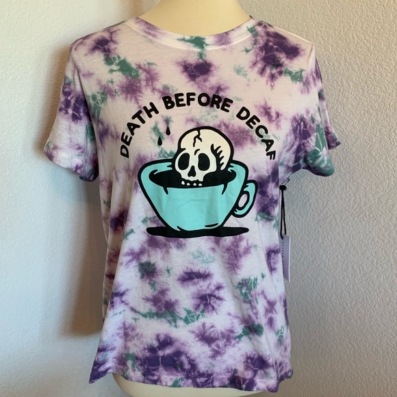 Urban Nation Tops - NWOT Death Before Decaf Tie Dye T-shirt Size S